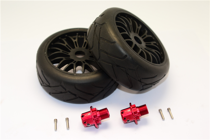 ARRMA TYPHON/SENTON BRUSHLESS RC CAR ALLOY 13MM HEX ADAPTERS+RUBBER RADIAL TIRES WITH PLASTIC WHEELS-SET ARR88910/2